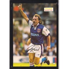 Signed picture of John Wark the Ipswich Town footballer.